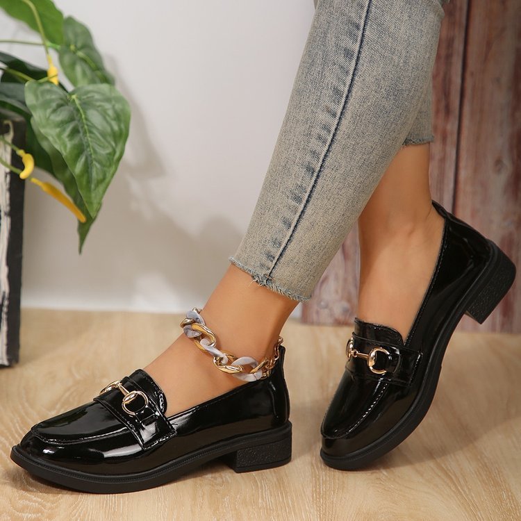 Plus Size British Style Leather Shoes Women