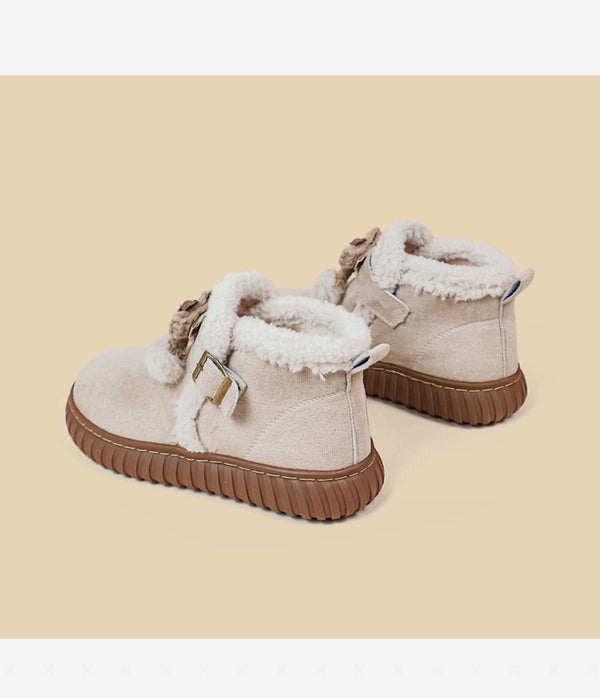 Suede Snow Boots with Plush Thick Insole - Stylish Winter Footwear, Round Toe, Adhesive Technology - Women's Size 35-40.