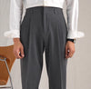 Classic High-Waist Polyester Suit Trousers in Khaki - Men's Fashion Casual Pants