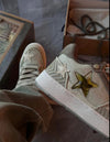 Breathable Star-Patterned Low Top Casual Shoes with Multi-Material Stitching, Breathable Mesh Lining, and Rubber Sole