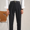 Classic High-Waist Polyester Suit Trousers in Khaki - Men's Fashion. Casual, comfortable workplace attire.