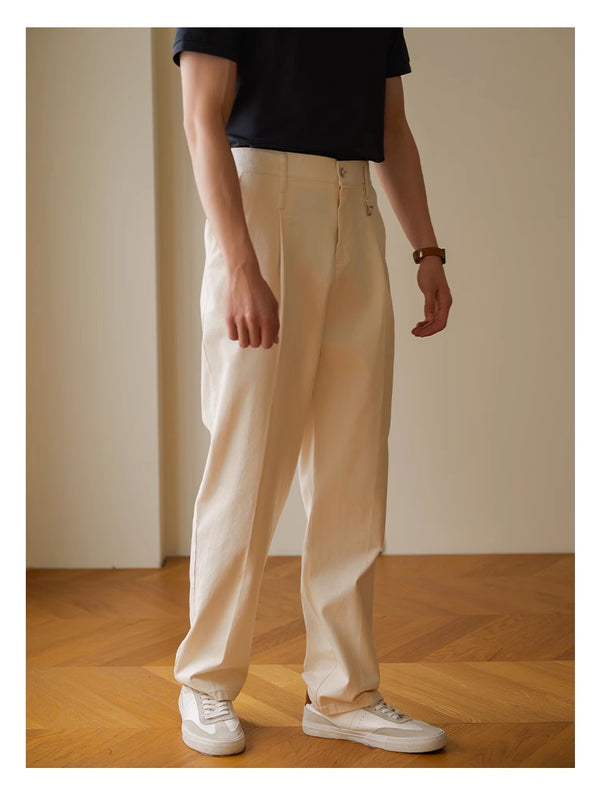 Classic Retro Men's Casual Trousers in Black, Apricot, American Coffee