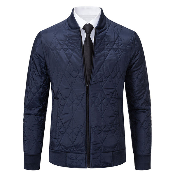 Warm Winter Cotton Jacket with Fleece Lining in Dark Gray, Black, and Blue
