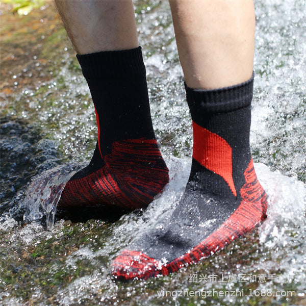 Breathable Nylon Outdoor Sports Socks - Multicolor Mid-Calf Pair for Hiking, Cycling & Skiing.
