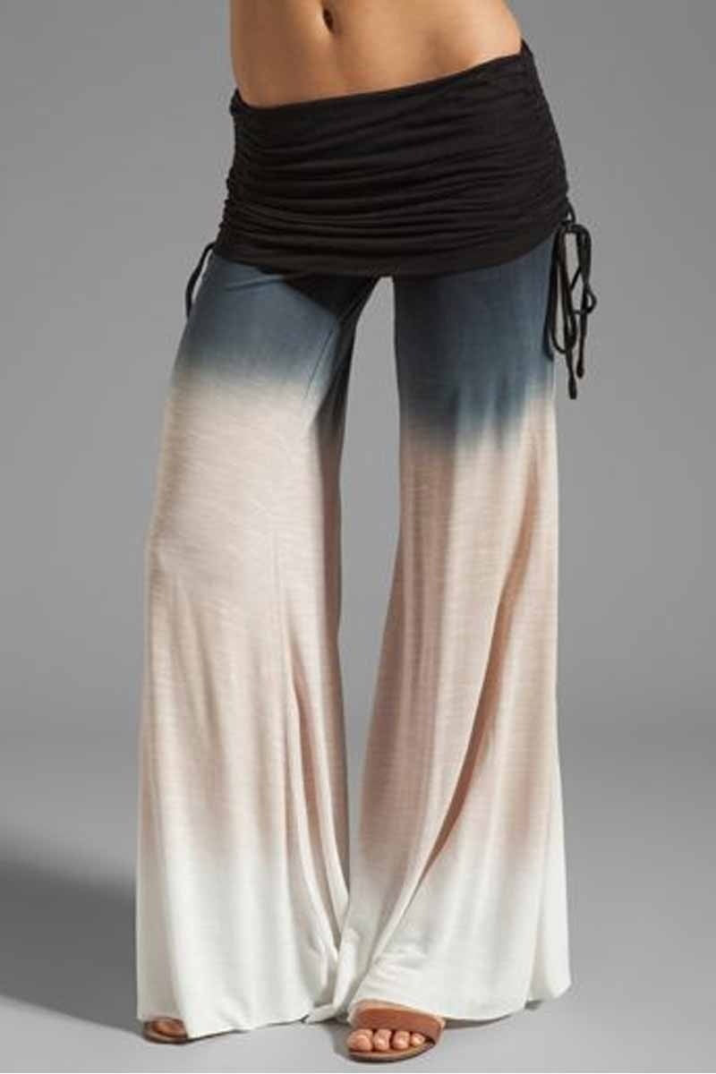 Women's Printed Casual Micro-pull Drawstring Trousers Wide-leg Pants