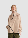 Unisex Diagonal Zipper Hooded Coat in Apricot or Black - Stylish & Warm coat for all seasons.