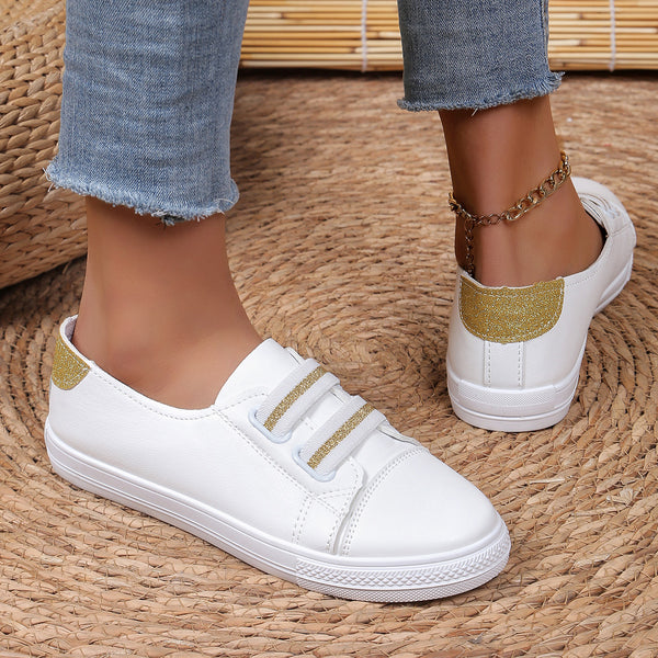 Versatile White Slip-on Casual Flats - Breathable Low Heel Shoes
