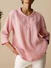 Retro Slub Linen Shirt for Autumn Casual Wear with Long Sleeves