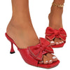 Chic French-Style Bow Slippers, Open-Toe, Plus Size, Romantic Pink Women's Footwear