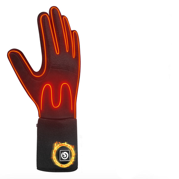 Warm Touchscreen-Compatible Electric Heated Ski Gloves in Black