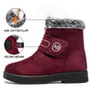 Women's Cozy Insulated Snow Boots with Velcro Strap in Red - Waterproof Non-Slip Winter Footwear