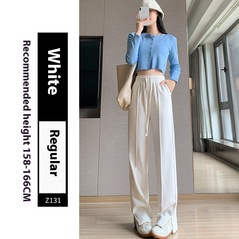 Sports Straight Loose Casual Slit Wide Leg Pants