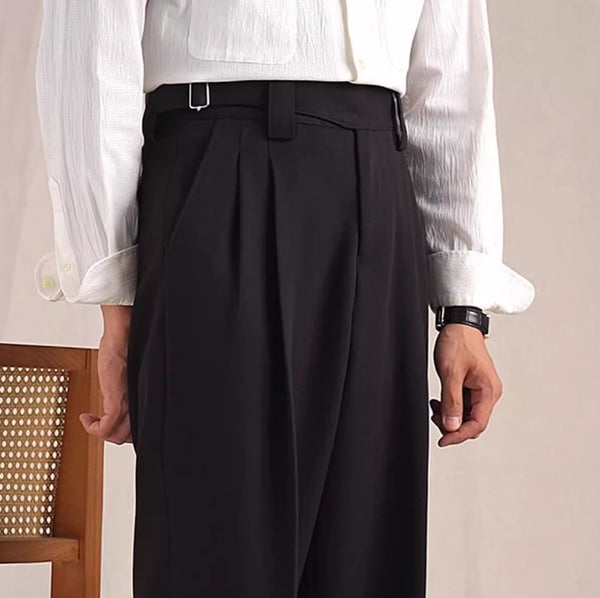 Men's Casual Herringbone Straight-Fit Non-Iron Trousers - Dark Gray, High-Grade Design