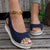 Stylish Women's Dark Blue Hemp Rope Wedge Sandals - Comfortable and Durable Casual Footwear