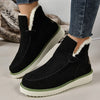 Women's Plus Size Cozy Winter Slip-on Boots in Solid Colors - Cotton Cloth Upper, PU Lining, Subtle Wedge Heel, Rubber Sole, Sizes EU 36-43