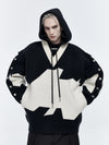 Men's Black & White Embroidered Faux Two-piece Hoodie - Stylish & Comfortable Ink Gray Pullover Sweater