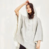 Elegant Shiva Lady Print Cotton Poncho - Light Gray, Long Sleeve, Relaxed Fit. Ideal for All Sizes.
