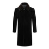 Winter Fur-Lined Men's Leather Coat, Over The Knee Length, Han Edition - Wool Blend, Rib Bottom, Lapel Collar - Men's Winter Fashion