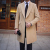 British-Style Slim Fit Wool Blend Coat in Khaki and Dark Blue, Double-Breasted Winter Outerwear