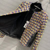 Chic Patchwork Woven Jacket with Fragrance Pattern - Celebrity-Style Fashion Statement grated from Top-Quality Polyester