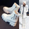 Cozy Fleece-Lined Cotton-Padded Winter Boots | Beige or Black with Wool Lining | Square Heel, Round Head, Sizes 35-41
