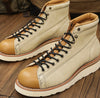 Elite Men's Vintage-Style Leather Boots by Goodyear Craft, Martin Boots with Brown Accents, Unisex, Size 35-44, Stylish Comfort