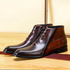 Elegant Men's Bi-color Martin Boots for Business, High-End, Durable, Leather Boots -Pointy Toe, Low Heel, Anti-Skid Sole -Men's Footwear