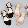 Stylish Plus Size Roman Strap Sandals in Black - Comfortable, Chic, Korean Design - PU Lined, Suede Upper, Rubber Sole.