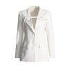 Chic Patchwork Slim-Fit White Jacket for Stylish Women