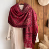 Vintage Paisley Jacquard Scarf in Ethnic Style, Polyester, Retro Fashion, Winter Accessory