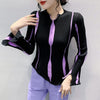Purple Striped Pullover Sweater - Loose Fit - Winter Fashion