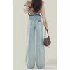 Women's High Waist Light Blue Loose Straight Cut Jeans - Casual Denim Fashion for Women - Fresh Sweet Style - Vintage Look.