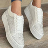 Women's Plus Size Rhinestone Lace-up Sport Shoes in Blue - Stylish, wear-resistant pumps for versatile sports activities.