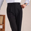 Versatile Straight Wool-Blend Suit Pants: Khaki, Loose Fit