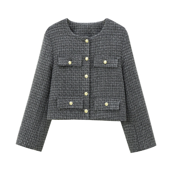 Stylish Round Neck Women's Coat in Various Colors - Long Sleeve Polyester Outerwear for Women