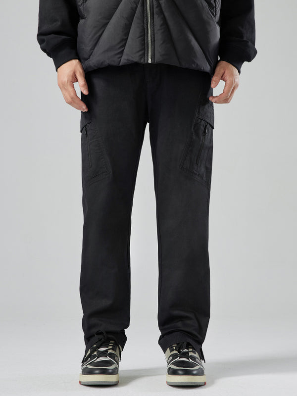 Stylish High Street Straight-leg Casual Trousers in Plain Pattern with Mid-High Waist - Men's Fashion Casual Pants