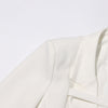 Chic Patchwork Slim-Fit White Suit Jacket for Women, Drawstring Style - Versatile, Bold Fashion Statement