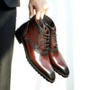 Classic Mid Top Leather Boots for Men in Black - Cowhide Leather, Anti-Skid Sole - Available Sizes 37-46