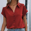 Elegant Women's Buttoned Lapel Shirt, Short Sleeve - Casual Wear, Lapel Collar - Asian Sizes - Color Variation - Women's Fashion