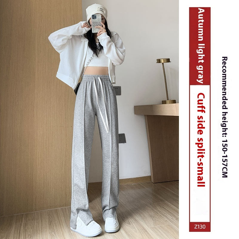 Sports Straight Loose Casual Slit Wide Leg Pants