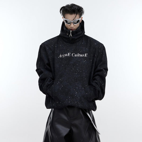 Cozy Double-layer Hoodie with Plush Shoulder Pads in Black and Yellow