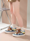 Trendy Cow-Print Denim Canvas Sneakers for Youth and Couples with Lace-up Closure