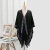 Cashmere-Feel Tassel Scarf with Dark Vintage Pattern - Versatile, Elegant Shawl for Every Season