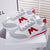 Stylish Women's Red PU Leather Running Shoes - Lace-Up Korean Sneakers with Flat Heel