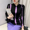 Chic Purple Striped Sweater for Women - Trendy Winter Fashion