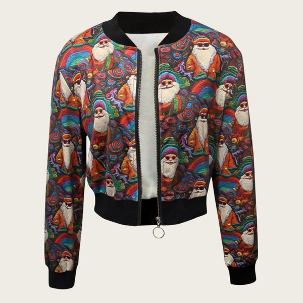 Festive 3D-Printed Women's Casual Jacket - Colorful Holiday Outerwear