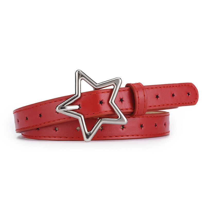 Children's Five-pointed Star Alloy Buckle Women's Belt Full Hole Dress Jeans Belt Female