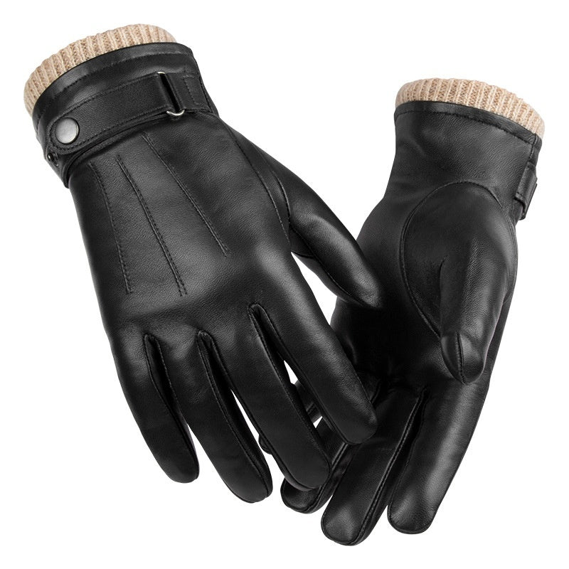 Premium Touch-Screen Ready Men's Sheepskin Leather Gloves with Warm Fleece Lining - Windproof and Perfect for All Weather Conditions