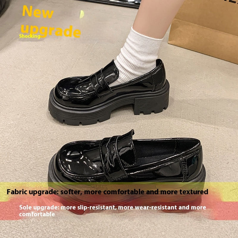 Autumn New Slip-on Round Head Thick Bottom Heightened Single Layer Shoes