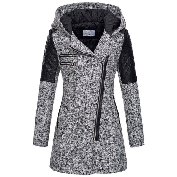 Warm Woolen Thermal Trench Coat with Oblique Zipper - Various Colors